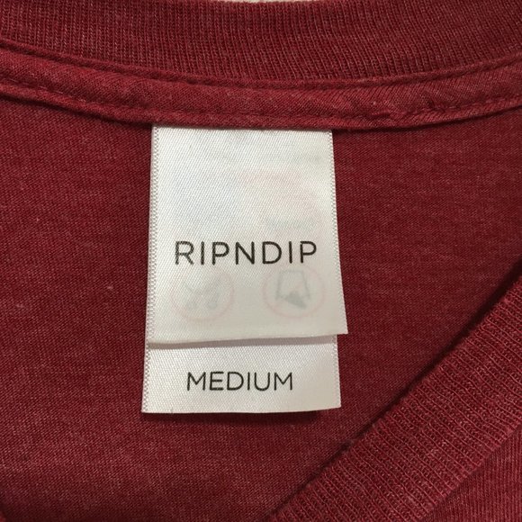 RIPNDIP Red Pocket T Shirt w/White Cat in Pocket Crew Neck Short Sleeves Size M - Picture 6 of 13